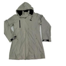 Impermeable impermeable de la PU de la raya gris con capucha